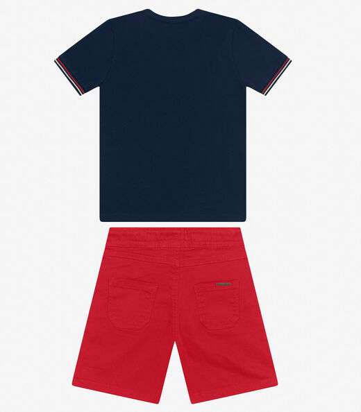 Conjunto Masculino Camiseta com Bermuda Trick Nick Azul Marinho