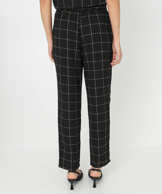 Calça Feminina Reta Quadrículada Marisa Preto