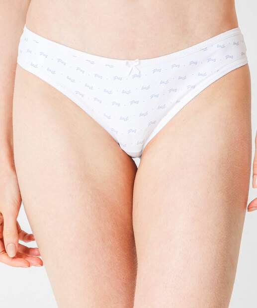 Kit 2 Calcinhas Biquíni Estampa Paz Marisa Branco