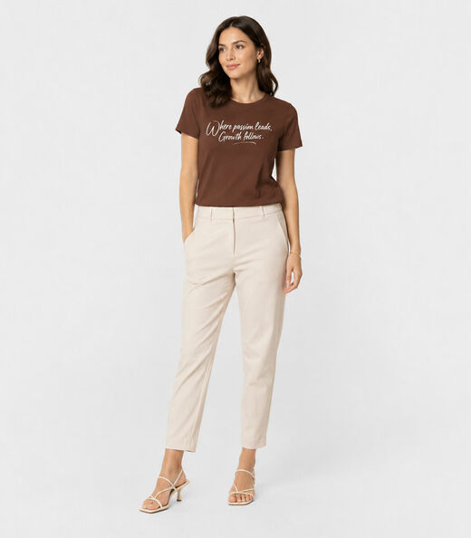 Blusa Feminina  Molicotton E Estampa Infinita Cor Marrom