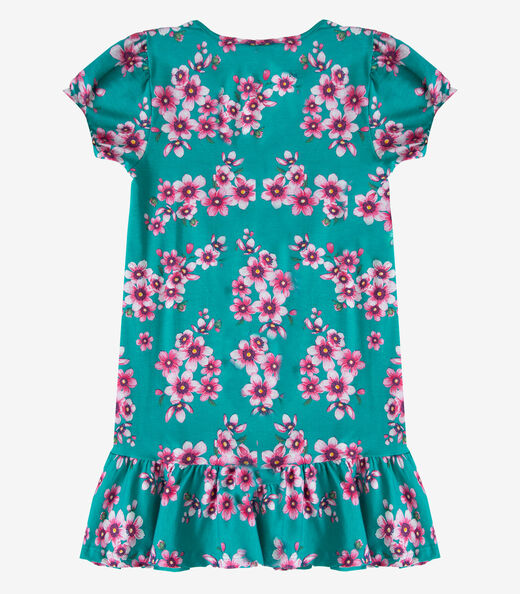 Vestido Infantil Em Cotton Leve Estampado Select Verde