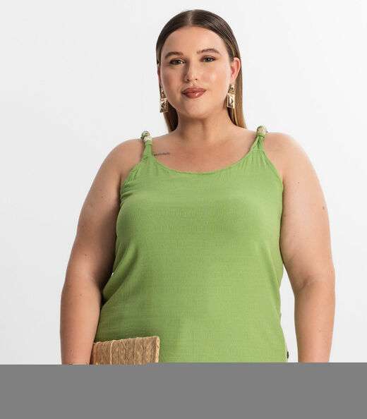 Blusa De Alça Plus Size Secret Glam Verde