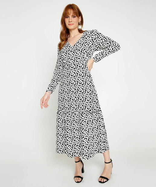 Vestido Midi Feminino Estampa Poá Manga 7/8 Marisa
