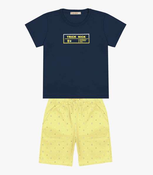 Image_Conjunto Infantil Camiseta Com Bermuda Trick Nick Azul