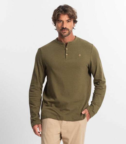 Camiseta Masculina Manga Longa Moletinho Diametro Verde