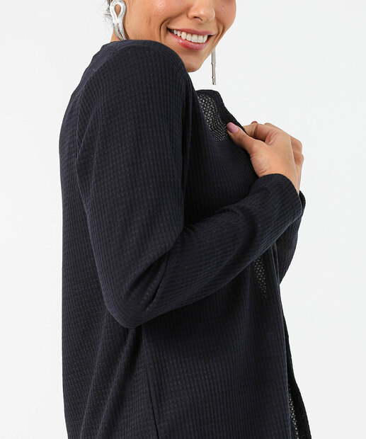 Cardigan Feminino Textura Alongado Marisa Preto