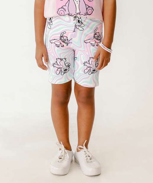 Bermuda Infantil Ciclista Stitch Disney Tam 4 a 10