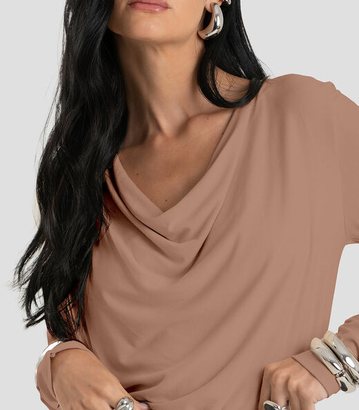 Blusa Feminina Degagê em Malha de Viscose Dianna Marrom