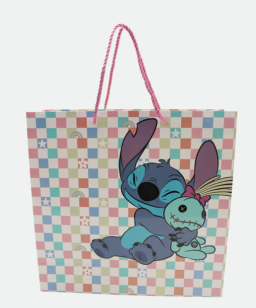 Embalagem Presente Sacola Estampa Stitch Rosa
