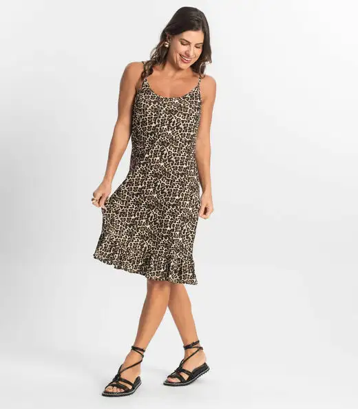 Vestido Feminino Estampado Select Bege