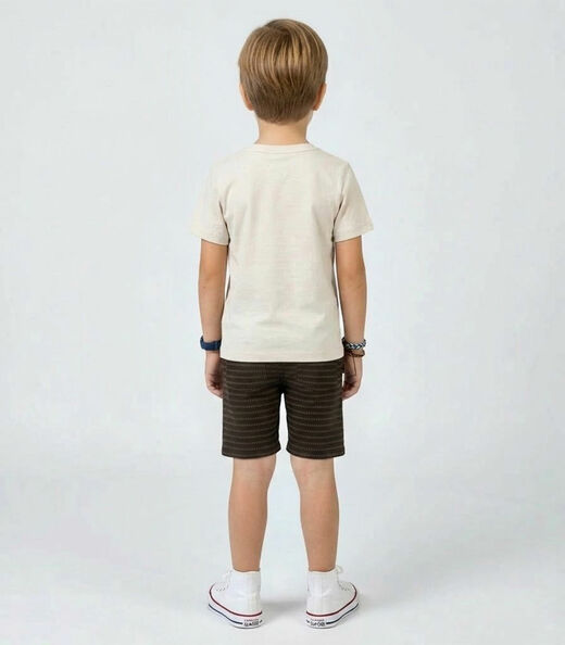 Conjunto Infantil Camiseta e Bermuda Select Bege