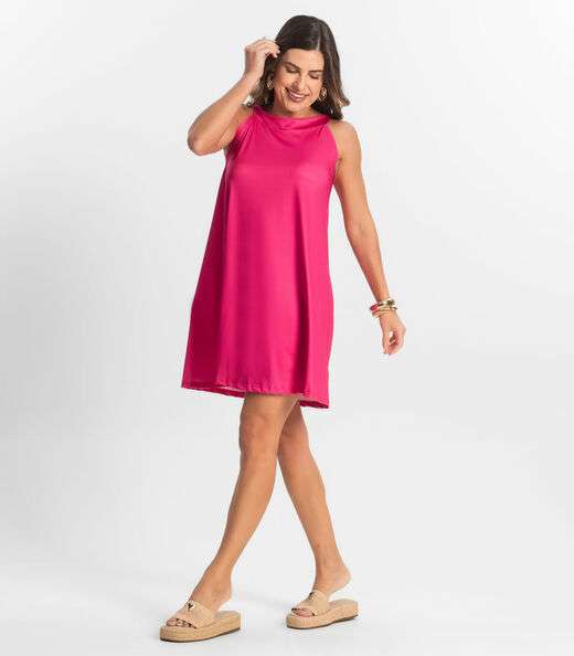 Vestido Feminino Curto Em Liganete Select Rosa