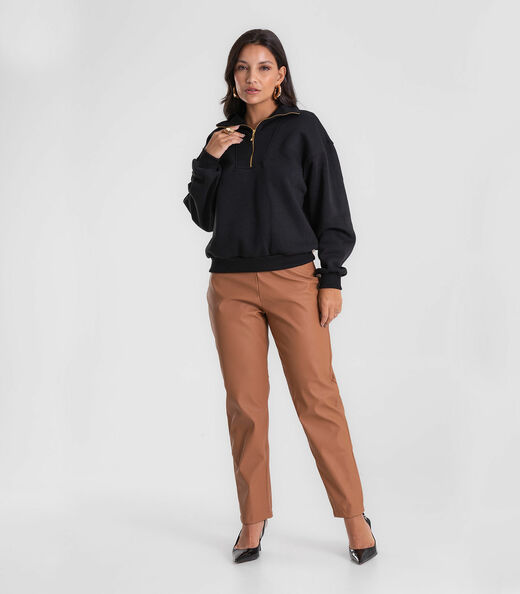 Blusão Feminino Gola Alta Felpado Endless Preto