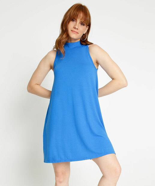 Vestido Feminino Gola Alta Sem Manga Marisa