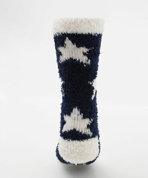 Meia Feminina Cano Médio Chenille Estrela Marisa Azul