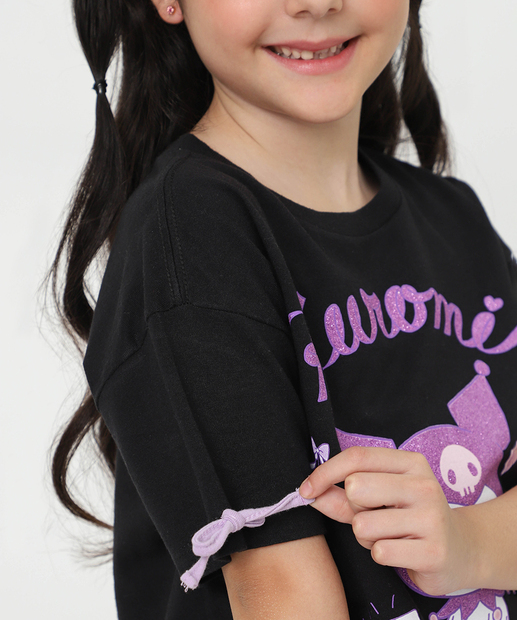 Blusa Infantil Hello Kitty Sanrio Tam 4 a 10 Preto