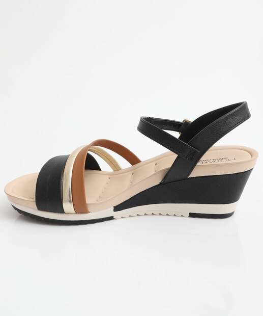 Sandália Feminina Plataforma Recorte Modare Preto