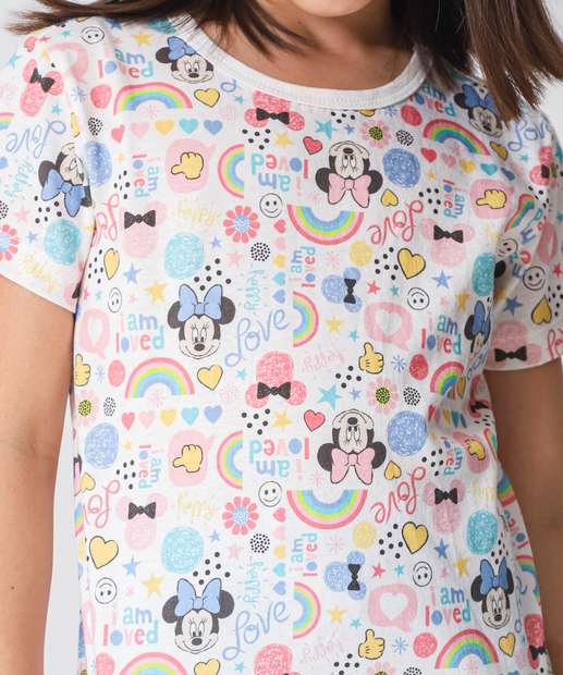 Conjunto Infantil Estampa Minnie Disney Tam 4 a 10 Off White