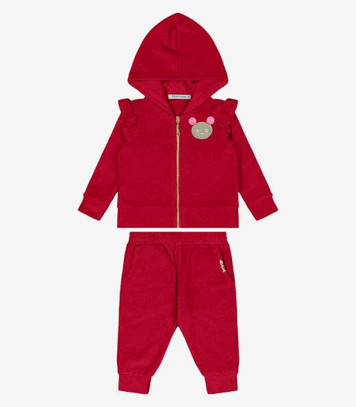 Conjunto Jaqueta Com Capuz e Calça Trick Nick Vermelho