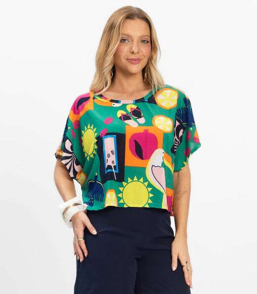Blusa Feminina em Liganete Infinita Cor Verde