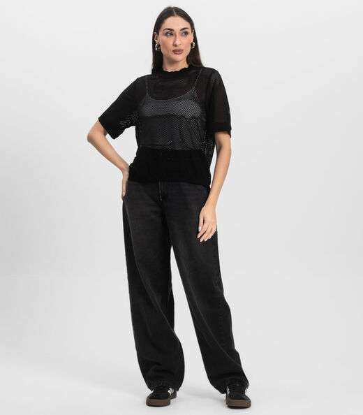 Blusa Feminina Malha Screen Infinita Cor Preto