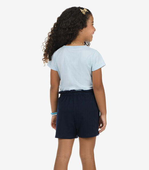 Conjunto Blusa Com Shorts Meia Malha Rovi Kids Azul
