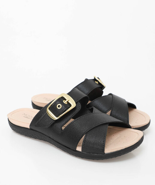 Rasteirinha Feminina Conforto Fivela Modare Preto