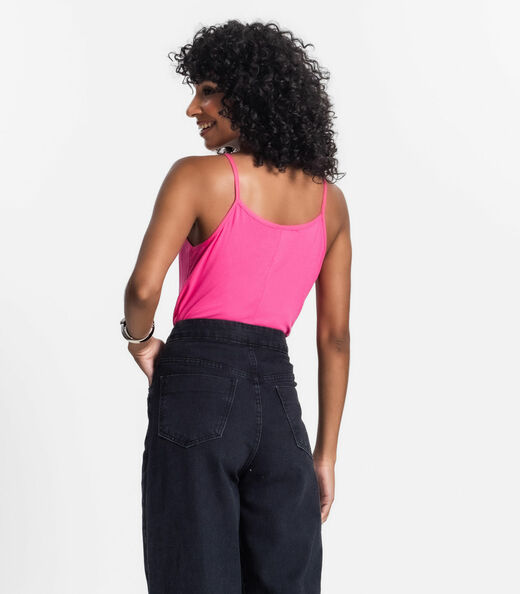 Blusa de Alça Feminina Viscotorcion Básica Rovitex Rosa