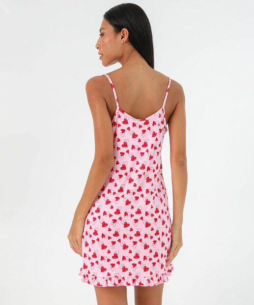 Camisola Estampa Corações Alças Finas Marisa Rosa