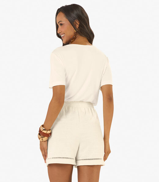 Blusa Feminina Viscotorcion Com Estampa Rovitex Bege