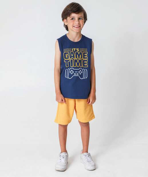 Regata Infantil Estampada Marisa Tam 4 a 10 Azul