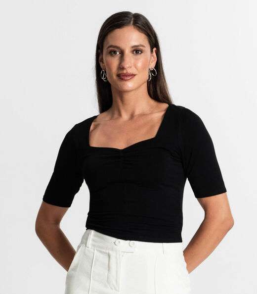 Blusa Feminina Manga Curta Rovitex Preto