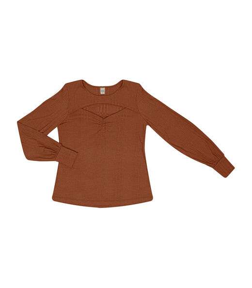 Blusa Manga Longa Canelada Rovitex Marrom