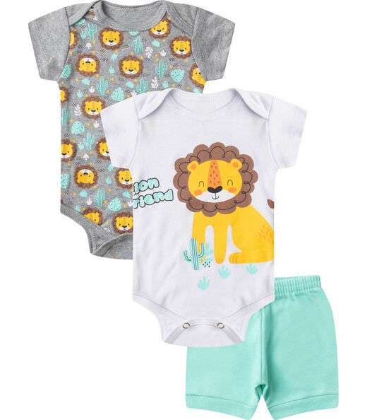 Image_Kit Body Infantil Curto 3 Peças Select Cinza
