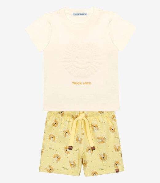 Image_Conjunto Infantil Camiseta Com Bermuda Trick Nick Bege