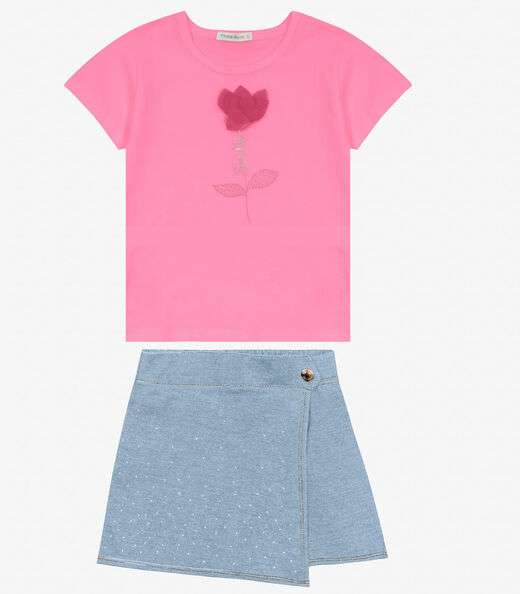 Image_Conjunto Infantil Blusa com Shorts Saia Trick Nick Rosa
