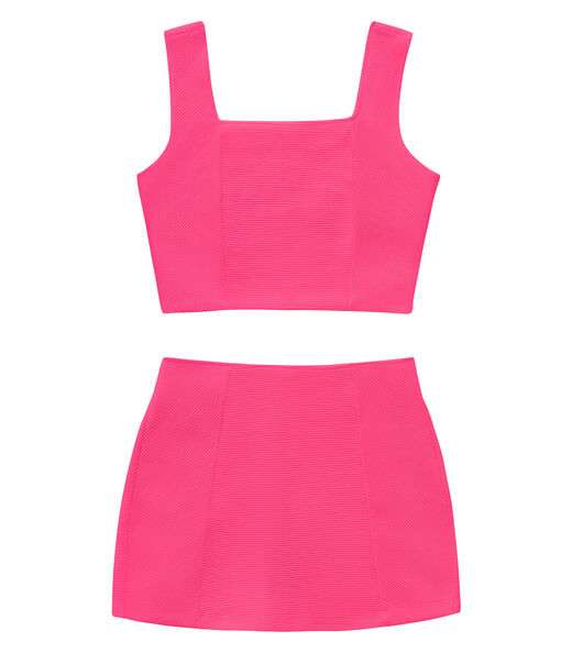 Conjunto Juvenil Cropped e Shorts Saia Minty Rosa