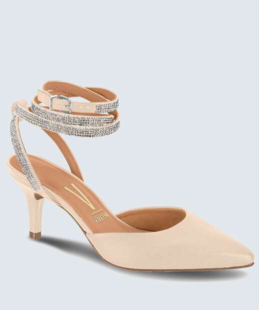 Scarpin Feminino Slingback Salto Fino Strass Vizzano 