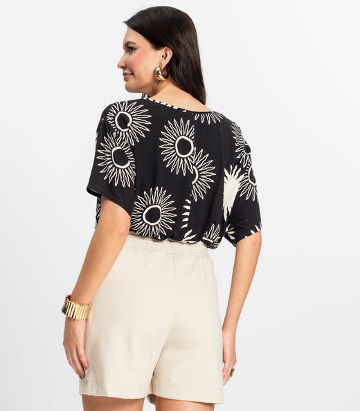 Blusa Feminina Manga Curta Rovitex Preto