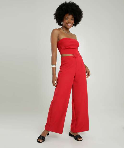 Image_Calça Wide Leg Pantalona Feminina Alfaiataria Marisa  