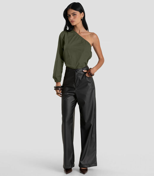Blusa Feminina Manga Única em Tricoline Dianna Verde