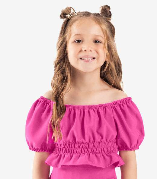 Conjunto Infantil Blusa Com Saia Rovi Kids Rosa