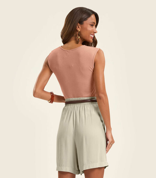 Regata Feminina em Ribana de Viscose Rovitex Marrom