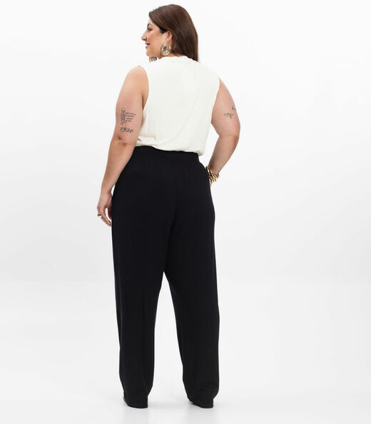 Calça Feminina Plus Size Em Molecotton Secret Glam Preto