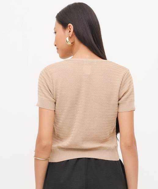 Blusa Feminina Tricô Manga Curta Marisa