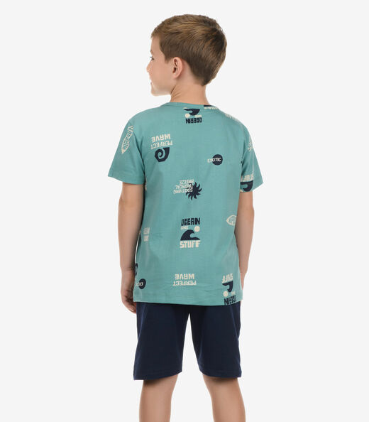Conjunto Camiseta com Bermuda Menino Rovi Kids Verde