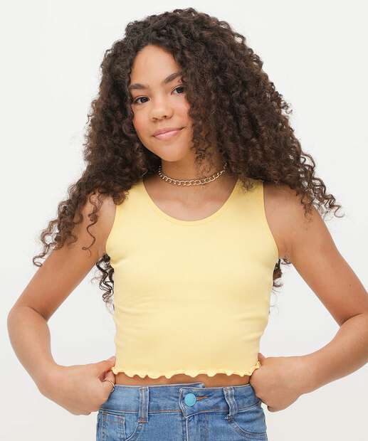 Image_Blusa Regata Cropped Sem Costura Juvenil TAM 10 a 16 Marisa Amarelo