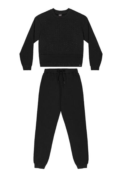 Conjunto Juvenil em Moletom com Strass Gloss