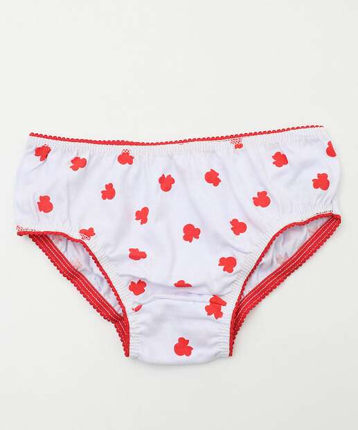 Kit 3 Calcinhas Infantil Minnie Disney Tam 2 a 12 Vermelho