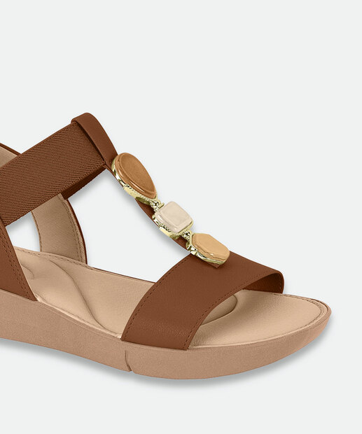 Sandália Feminina Rasteira Pedras Modare Marrom